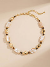 Golden Shell Mix Abalone Shell Beaded Necklace