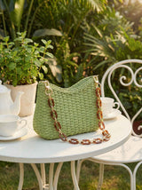 Colorful Woven Straw Shoulder Bag