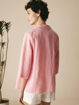 100% Linen Peter Pan Collar 3/4 Sleeve Shirt ASTRID