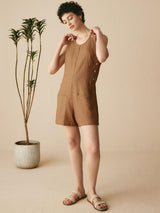 100% Linen U-Neck Short Jumpsuit KENDALL