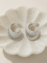 Textured Oval C-Hoop Earrings