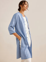 100% Linen Hand Button Long Top DILLON