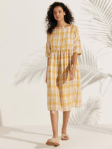 100% Linen A-Line Midi Dress VALENCIA