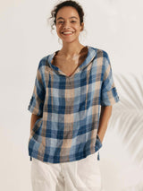 100% Linen V-Neck Short Sleeve Shirt SIERRA