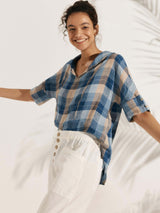 Linen V Neck Short Sleeve Shirt SIERRA