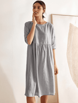 100% Linen A-Line Midi Dress VALENCIA