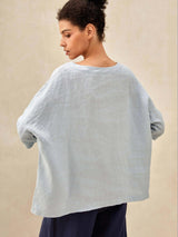 100% Linen Boatneck 3/4 Length Sleeve Top AURORA