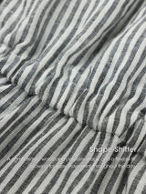 100% Linen Striped Elastic-Waist Midi Dress ARIA
