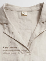 100% Linen Blazer-Inspired Pullover Top DINA
