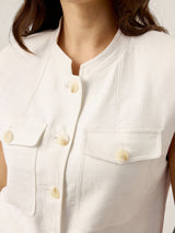 100% Linen Four-Pocket Tailored Sleeveless Vest COSIMA