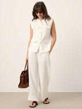 100% Linen Four-Pocket Tailored Sleeveless Vest COSIMA