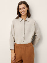 100% Linen Concealed Placket Patch Pocket Shirt FELICITY