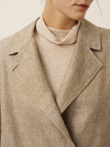 100% Linen Convertible Stand Collar Double Breasted Blazer Jacket NAOMI
