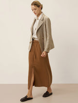 100% Linen Convertible Stand Collar Double Breasted Blazer Jacket NAOMI
