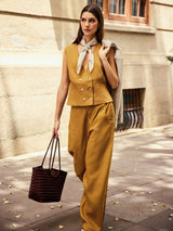 100% Linen Banana Cut Pants with Pockets EDELINE