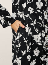 100% Linen Floral Printed Gathered Maxi Dress ELODIE