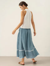100% Linen Halter Neck Tie-Front Crop Top FAYE