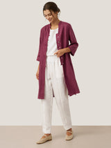 100% Linen Hand Button Long Top DILLON