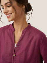 100% Linen Hand Button Long Top DILLON