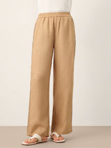 100% Linen Hemstitch Wide Leg Trousers LEONTINE