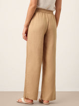 100% Linen Hemstitch Wide Leg Trousers LEONTINE
