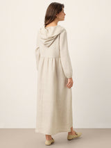 100% Linen Sculpted-Hood Caftan Maxi Dress LINETTE