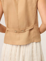 100% Linen Cinch-Back Sleeveless Tailored Vest BRONWYN