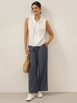 100% Linen Structured Collar Sleeveless Blouse BLAIR