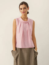 100% Linen Structured Collar Sleeveless Blouse BLAIR