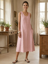 100% Linen Swing Beach Tank Dress GIANA