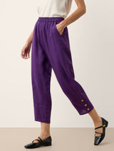 100% Linen Artisan Button Tapered Pants KATHERINE