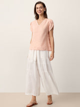 100% Linen Bow-Waist Tiered Pants TARYN