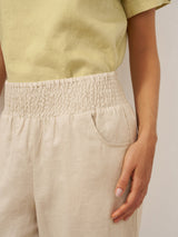 100% Linen Broad Elastic Waistband Pants TALIA