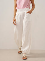 100% Linen Broad Elastic Waistband Pants TALIA