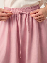 100% Linen Drawstring Lantern Maxi Skirt with Pockets ROXANNE