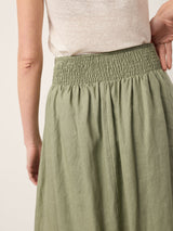 100% Linen Gathered Waist Bubble Hem A-Line Skirt LEONA