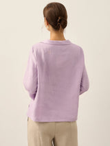 Linen Round Soft-Fold Collar Top LAURA