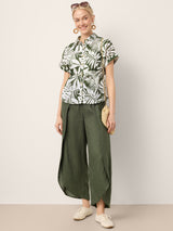100% Linen Layered Slit Wide-Leg Drawstring Pants PEREGRINE