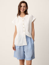 100% Linen Pleated Cuffed Shorts IRISSA