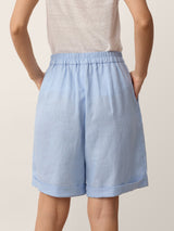 100% Linen Pleated Cuffed Shorts IRISSA