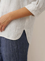 100% Linen Striped Three-Quarter Sleeve Shirt SKYLAR