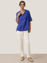 Linen V Neck Short Sleeve Shirt SIERRA