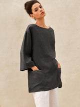 100% Linen Loose Long Shirt LILY