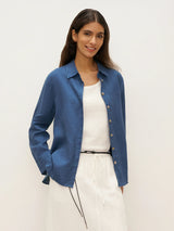 100% Linen Button-Front Shirt with Extended Hem JOVAN
