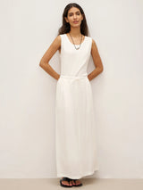 Linen Elastic Waist Drawstring Maxi Skirt NINA
