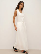 Linen Elastic Waist Drawstring Maxi Skirt NINA