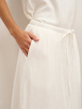 Linen Elastic Waist Drawstring Maxi Skirt NINA