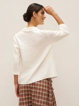 100% Linen Peter Pan Collar 3/4 Sleeve Shirt ASTRID