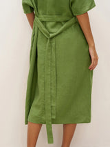 100% Linen Oversized O-Line Belted Midi Dress LORETTA—Multi-Way Wear