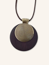 Vintage Wooden Rings Long Necklace